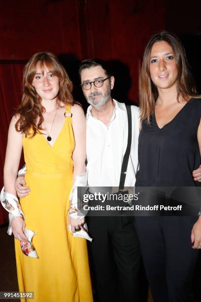 Stylist Franck Sorbier standing between his daughters, Supports of the show, Yamee Couture and Shaan Couture pose after the Franck Sorbier Haute...