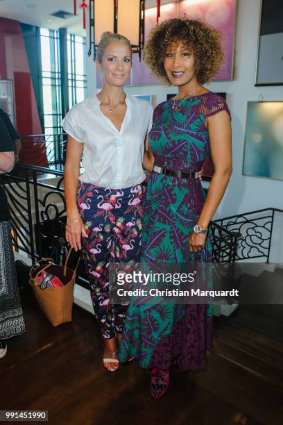 Kerstin Linnarzt and Marie Amiere attend the Thomas Sabo Press Cocktail at China Club Berlin on July 4, 2018 in Berlin, Germany.