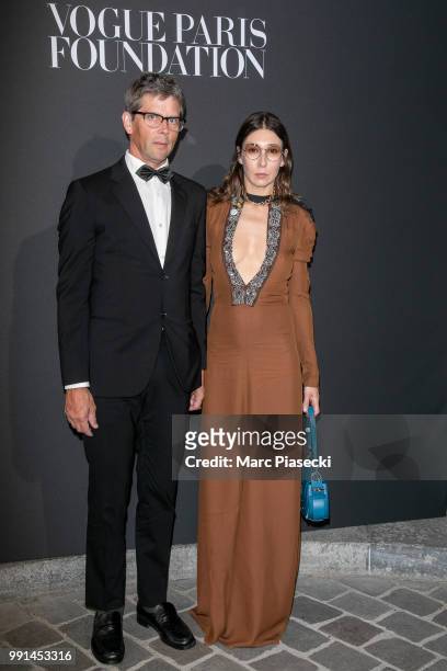 Camille Bidault Waddington and a guest attend the Vogue Foundation Dinner Photocall as part of Paris Fashion Week - Haute Couture Fall/Winter...
