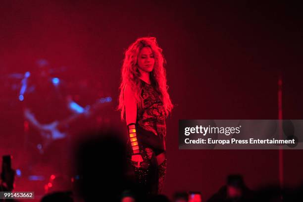 Shakira performs in concert on July 3, 2018 in Madrid, Spain.