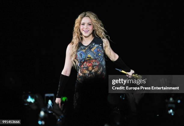 Shakira performs in concert on July 3, 2018 in Madrid, Spain.