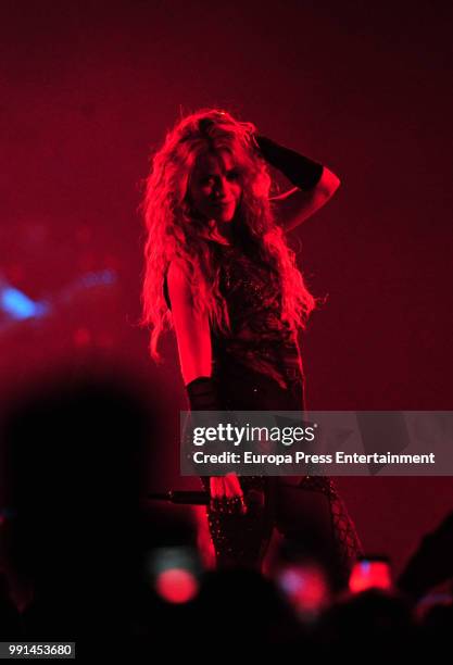 Shakira performs in concert on July 3, 2018 in Madrid, Spain.