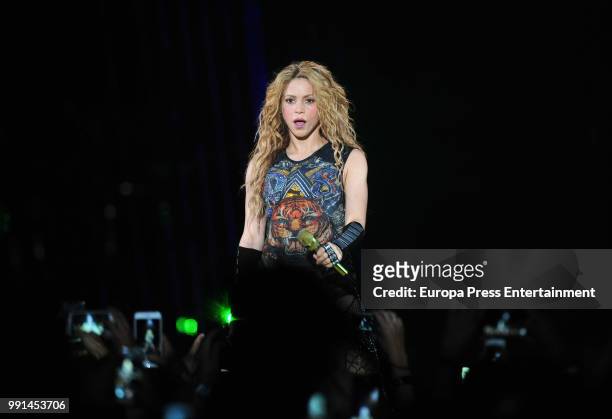 Shakira performs in concert on July 3, 2018 in Madrid, Spain.