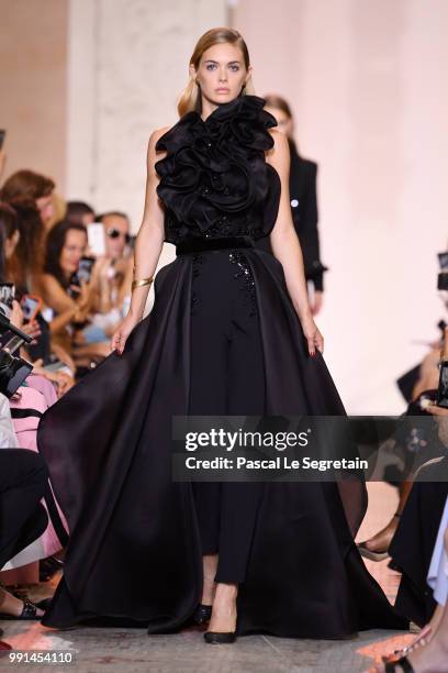 Model walks the runway during the Elie Saab Haute Couture Fall Winter 2018/2019 show as part of Paris Fashion Week on July 4, 2018 in Paris, France.