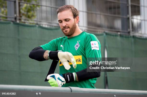 Tobias Sippel during a training session of Borussia Moenchengladbach at Borussia-Park on July 04, 2018 in Moenchengladbach, Germany.