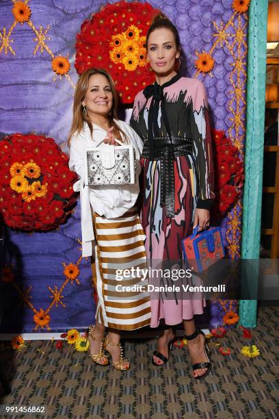 Ximena Kavalekas and Nieves Alvares attend Ximena Kavalekas and Margherita Missoni Lunch In Paris During Haute Couture on July 4, 2018 in Paris,...