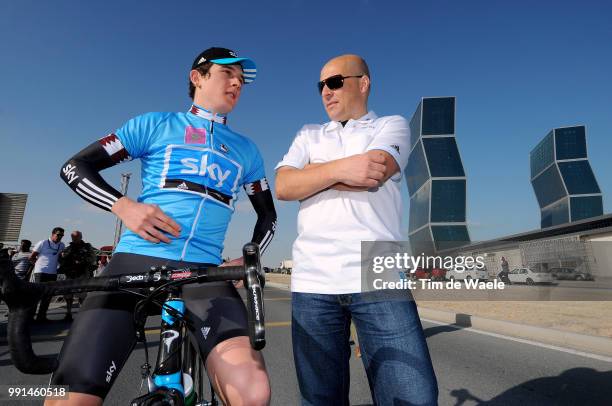 9Th Tour Of Qatar, Stage 1 Geraint Thomas Blue Jersey, Dave Brailsford Team Sky Director, West Bay Lagoon - West Bay Lagoon /Team Time Trial Contre...