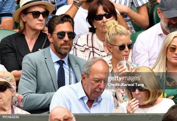 Therese Lundqvist and Henrik Lundqvist attend day three of the Wimbledon Tennis Championships at the All England Lawn Tennis and Croquet Club on July...