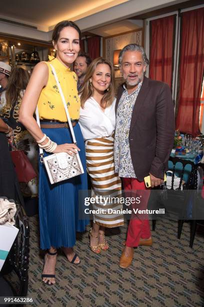 Adriana Abascal, Ximena Kavalekas and Carlos Motta attend Ximena Kavalekas and Margherita Missoni Lunch In Paris During Haute Couture on July 4, 2018...