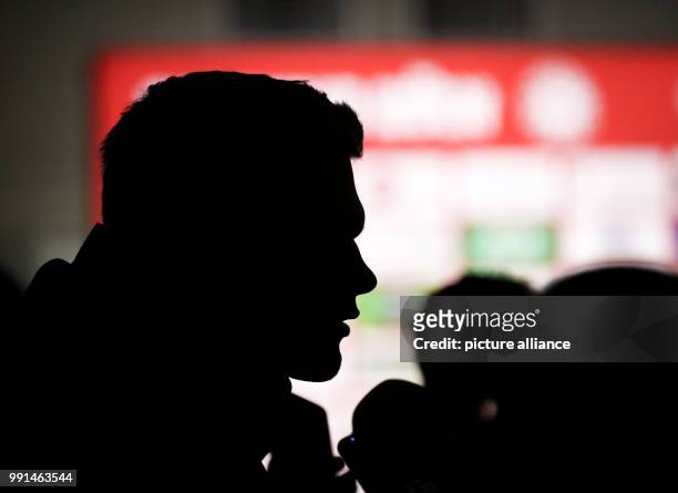 Germany's Matthias Ginter giving interviews ahead of the German national soccer squad's training in the Sudstadion in Cologne, Germany, 12 November...