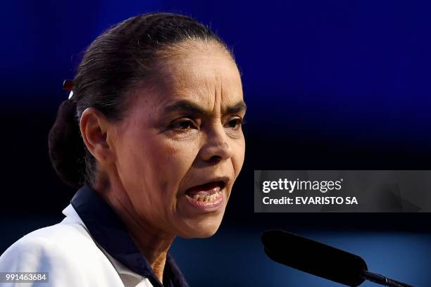 Marina Silva, Brazilian presidential candidate for the REDE Party, attends a meeting with businessmen from the National Confederation of Industry in...