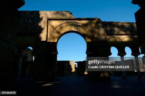 View taken on July 3, 2018 of the Portico Oriental at the Caliphate City of Medina Azahara in Cordova, southern Spain. - The Caliphate city of Medina...