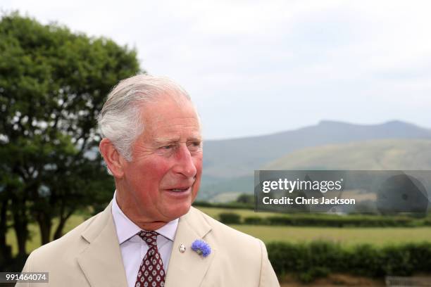 Prince Charles, Prince of Wales celebrates the 60th Anniversary of the designation of the Brecon Beacons National Park at the Brecon Beacons National...