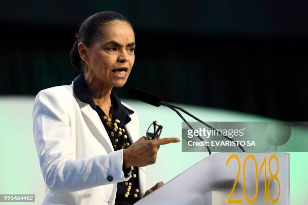 Marina Silva, Brazilian presidential candidate for the REDE Party, attends a meeting with businessmen from the National Confederation of Industry in...