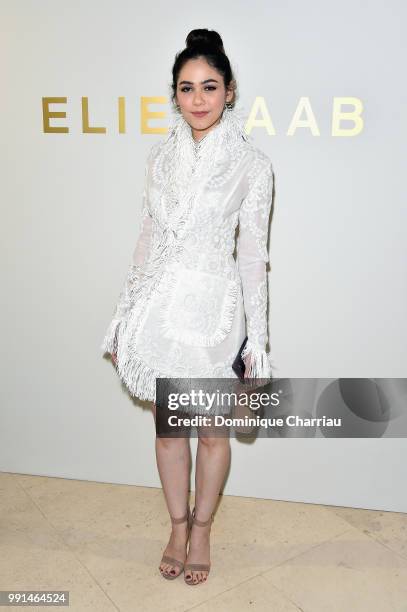 Araya Hargate attends the Elie Saab Haute Couture Fall Winter 2018/2019 show as part of Paris Fashion Week on July 4, 2018 in Paris, France.