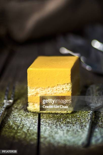 mango mousse cake - mango mousse stock pictures, royalty-free photos & images