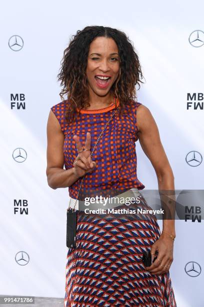 Annabelle Mandeng attends the Maison Common show during the Berlin Fashion Week Spring/Summer 2019 at ewerk on July 4, 2018 in Berlin, Germany.