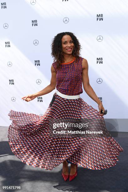 Annabelle Mandeng attends the Maison Common show during the Berlin Fashion Week Spring/Summer 2019 at ewerk on July 4, 2018 in Berlin, Germany.