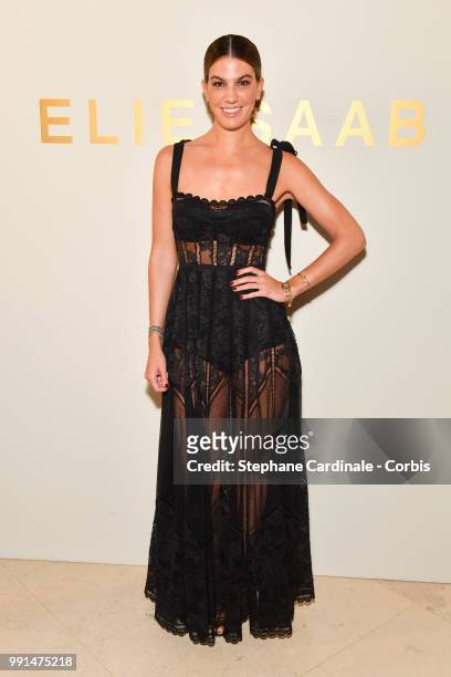 Bianca Brandolini attends the Elie Saab Haute Couture Fall/Winter 2018-2019 show as part of Haute Couture Paris Fashion Week on July 4, 2018 in...