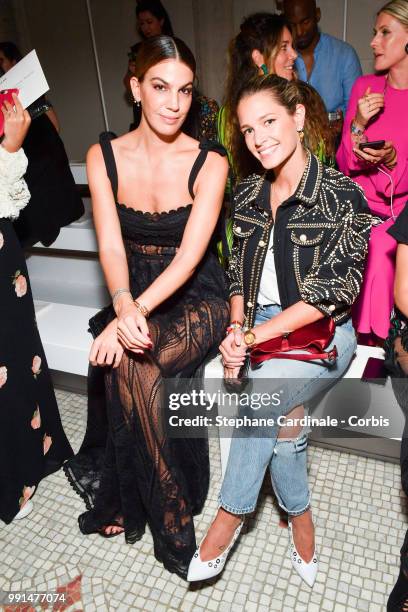 Bianca Brandolini and Helena Bordon attends the Elie Saab Haute Couture Fall/Winter 2018-2019 show as part of Haute Couture Paris Fashion Week on...