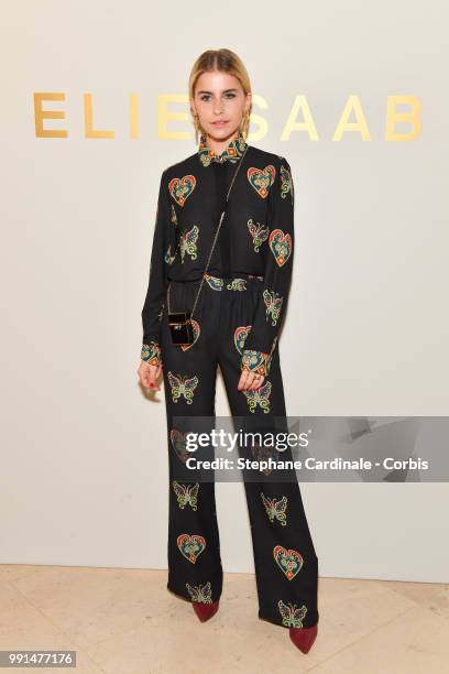 Caroline Daur attends the Elie Saab Haute Couture Fall/Winter 2018-2019 show as part of Haute Couture Paris Fashion Week on July 4, 2018 in Paris,...