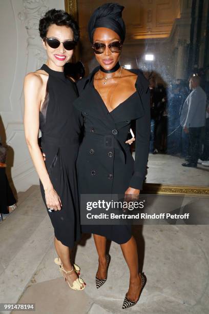 Farida Khelfa and Naomi Campbell attend the Jean-Paul Gaultier Haute Couture Fall Winter 2018/2019 show as part of Paris Fashion Week on July 4, 2018...