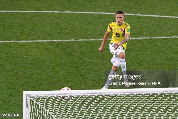 Mateus Uribe of Colombia misses his team's fourth penalty in the penalty shoot out during the 2018 FIFA World Cup Russia Round of 16 match between...