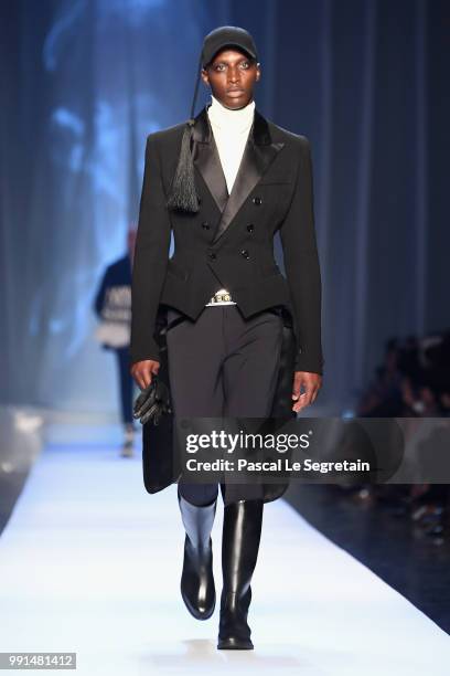 Model walks the runway during the Jean-Paul Gaultier Haute Couture Fall Winter 2018/2019 show as part of Paris Fashion Week on July 4, 2018 in Paris,...