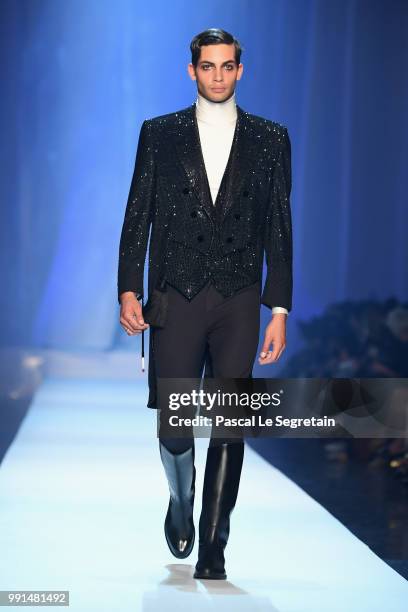 Model walks the runway during the Jean-Paul Gaultier Haute Couture Fall Winter 2018/2019 show as part of Paris Fashion Week on July 4, 2018 in Paris,...