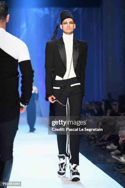 Model walks the runway during the Jean-Paul Gaultier Haute Couture Fall Winter 2018/2019 show as part of Paris Fashion Week on July 4, 2018 in Paris,...