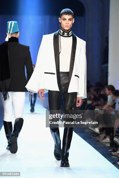 Model walks the runway during the Jean-Paul Gaultier Haute Couture Fall Winter 2018/2019 show as part of Paris Fashion Week on July 4, 2018 in Paris,...