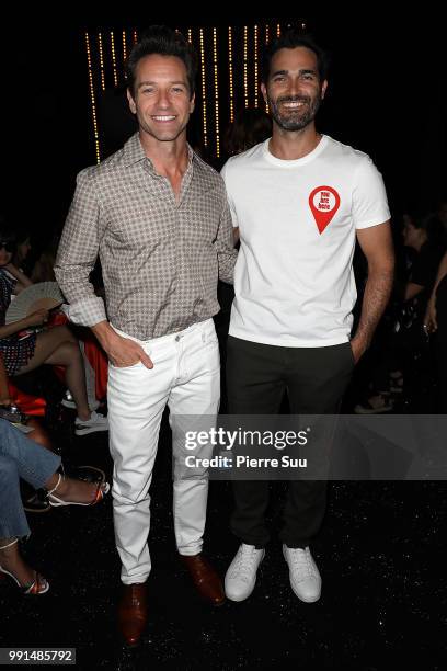 Tyler Hoechlin and Ian Bohen attend the Viktor & Rolf Haute Couture Fall Winter 2018/2019 show as part of Paris Fashion Week on July 4, 2018 in...