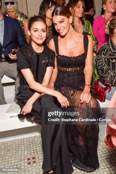 Olivia Palermo and Bianca Brandolini attend the Elie Saab Haute Couture Fall/Winter 2018-2019 show as part of Haute Couture Paris Fashion Week on...