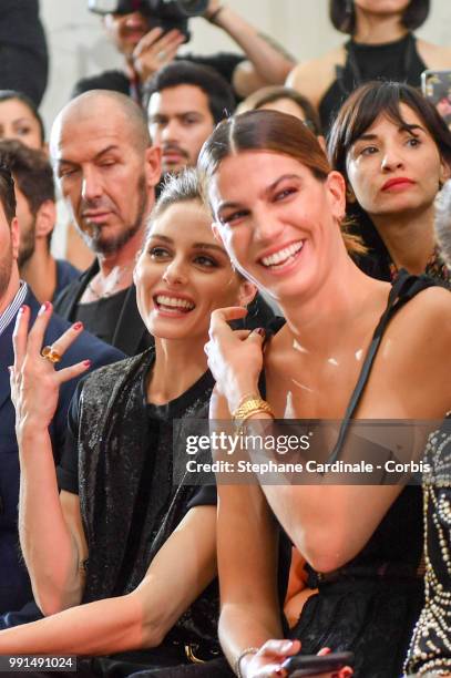 Olivia Palermo and Bianca Brandolini attend the Elie Saab Haute Couture Fall/Winter 2018-2019 show as part of Haute Couture Paris Fashion Week on...