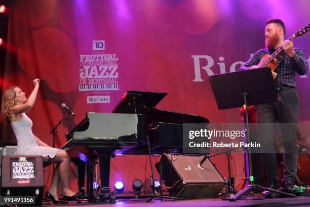 Sarah McKenzie performs with Perry Smith during the 2018 Festival International de Jazz de Montreal at Quartier des spectacles on July 3rd, 2018 in...