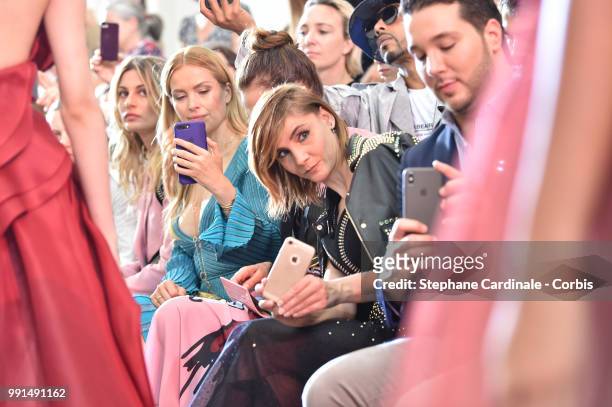 Petra Nemcova and Clotilde Courau attend the Elie Saab Haute Couture Fall/Winter 2018-2019 show as part of Haute Couture Paris Fashion Week on July...