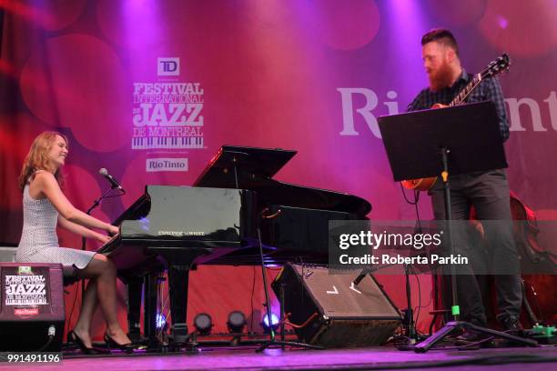 Sarah McKenzie performs with Perry Smith during the 2018 Festival International de Jazz de Montreal at Quartier des spectacles on July 3rd, 2018 in...
