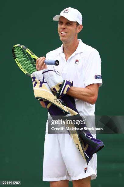Sam Querry of The United States during his Men's Singles second round match against Sergiy Stakhovsky on day three of the Wimbledon Lawn Tennis...