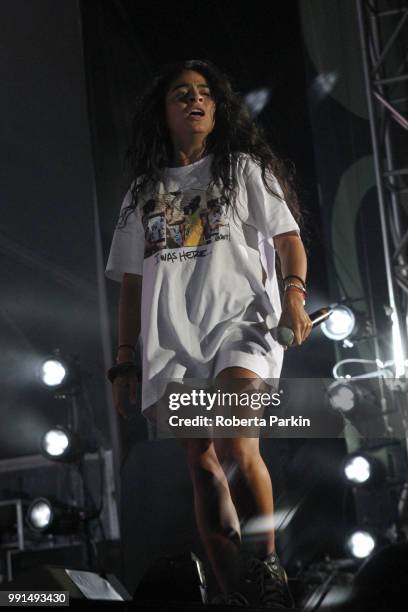 Jessie Reyez performs during the 2018 Festival International de Jazz de Montreal at Quartier des spectacles on July 3rd, 2018 in Montreal, Canada.