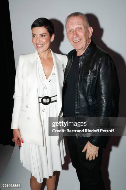 Cristina Cordula and Stylist Jean-Paul Gaultier pose after the Jean-Paul Gaultier Haute Couture Fall Winter 2018/2019 show as part of Paris Fashion...