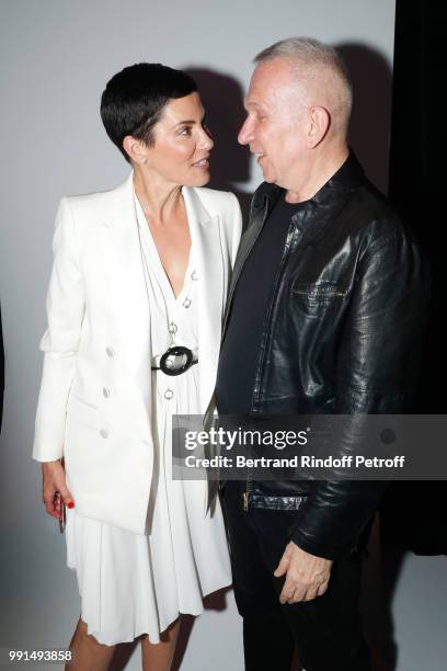 Cristina Cordula and Stylist Jean-Paul Gaultier pose after the Jean-Paul Gaultier Haute Couture Fall Winter 2018/2019 show as part of Paris Fashion...