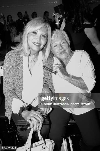 Amanda Lear and Line Renaud attend the Jean-Paul Gaultier Haute Couture Fall Winter 2018/2019 show as part of Paris Fashion Week on July 4, 2018 in...