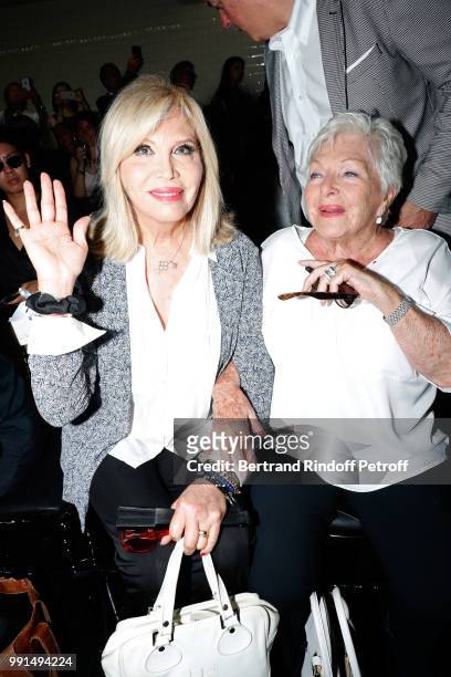 Amanda Lear and Line Renaud attend the Jean-Paul Gaultier Haute Couture Fall Winter 2018/2019 show as part of Paris Fashion Week on July 4, 2018 in...