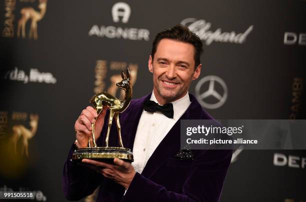 The Australian award winner in the category "Entertainment", Hugh Jackman, during the 69th Bambi Award Ceremony in Berlin, Germany, 16 November 2017....