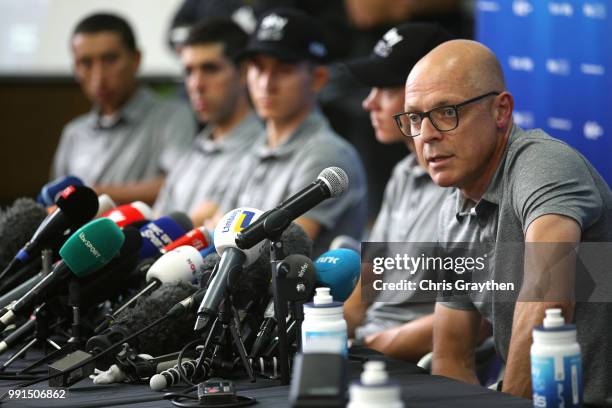 Dave Brailsford of Great Britain Team Manager of Team Sky / during the 105th Tour de France 2018, Team SKY press conference / TDF / on July 4, 2018...