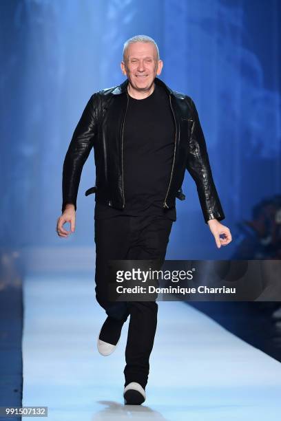 Jean-Paul Gaultier walks the runway during the Jean-Paul Gaultier Haute Couture Fall/Winter 2018-2019 show as part of Haute Couture Paris Fashion...