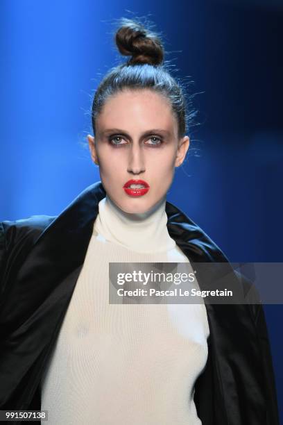 Anna Cleveland walks the runway during the Jean-Paul Gaultier Haute Couture Fall Winter 2018/2019 show as part of Paris Fashion Week on July 4, 2018...