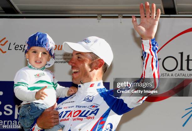 Volta Ciclista A Catalunya, Stage 3Podium, Joaquin Rodriguez White Leader Jersey + Son Fils Zoon , Celebration Joie Vreugde, La Vall D'En Bas - La...