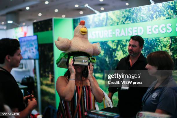 People attend The Summer Fancy Food Show at the Javits Center in the borough of Manhattan on July 02, 2018 in New York, The Summer Fancy Food Show is...