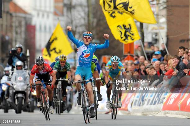 Days De Panne 2010, Stage 1Arrival, Steve Chainel Celebration Joie Vreugde, Luca Paolini / Enrico Gasparotto /Middelkerke - Oudenaarde / 3 Daagse, 3...